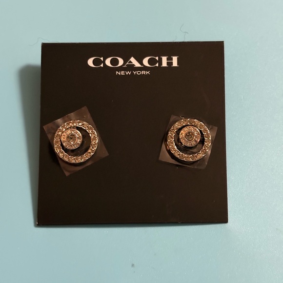 Coach Jewelry - Coach Silver Tone Pave Open Halo Stud Earrings NWT